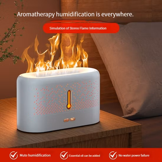 베이비 홈 침실 사무실 침묵하는 공기 보충 및 향수 디스펜서 소형 데스크탑 초음파 화염 가습기